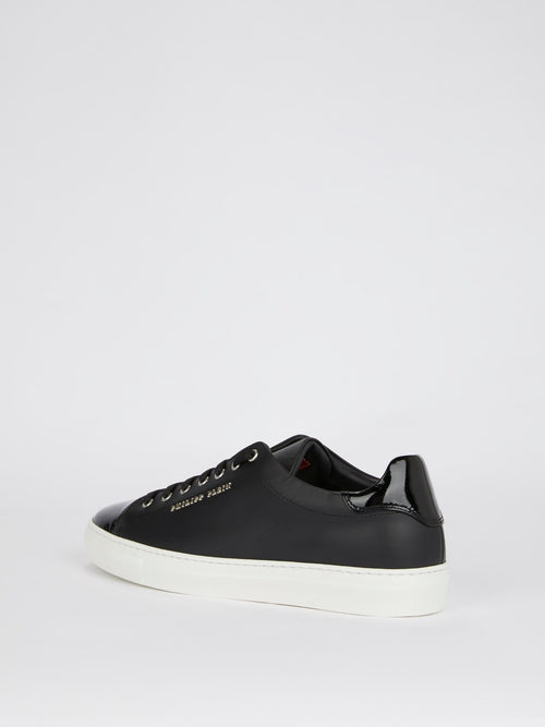 Black Patent Leather Heel and Toe Patch Sneakers