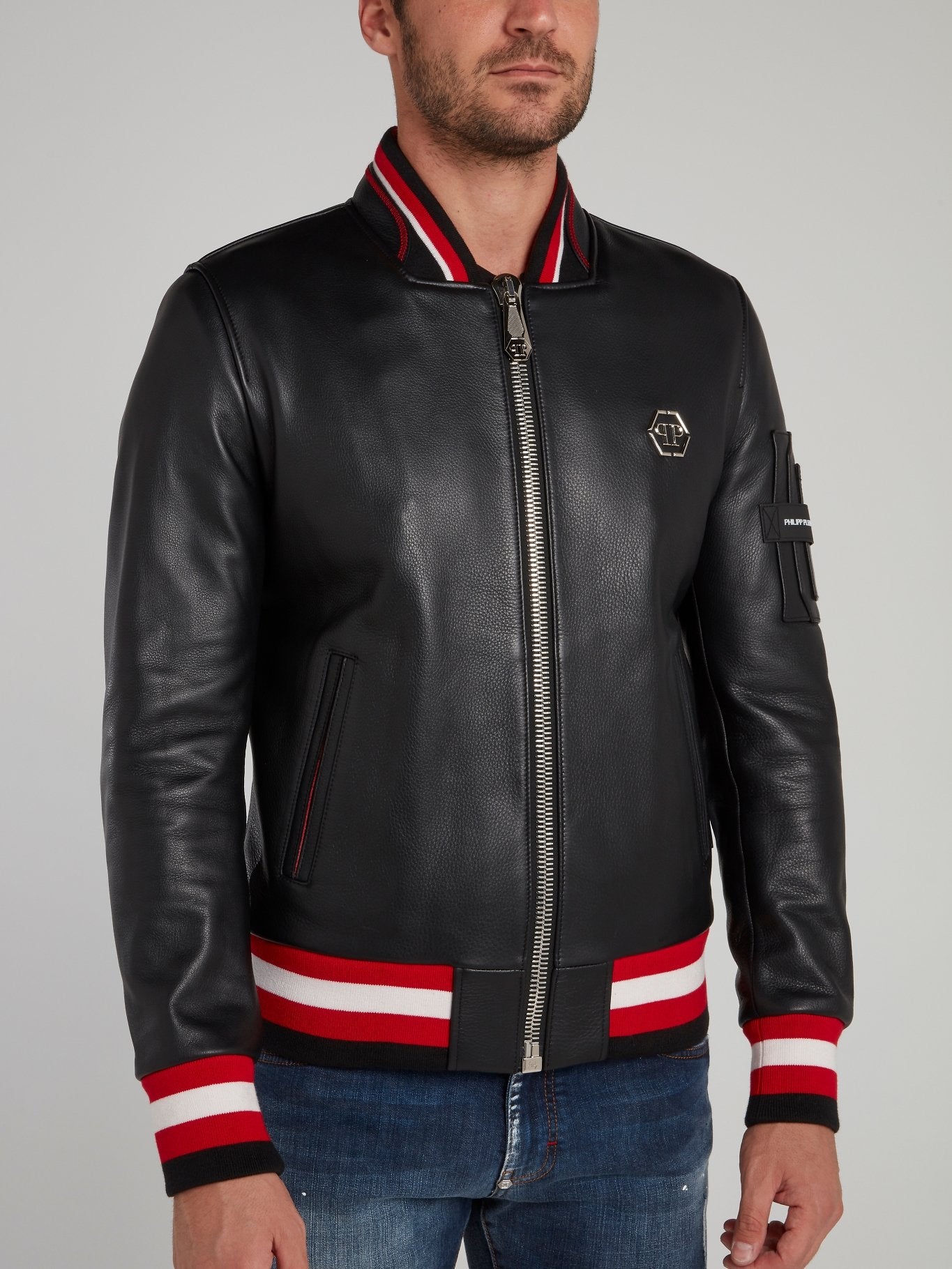 Stripe Edge Leather Bomber Jacket – Maison-B-More Global