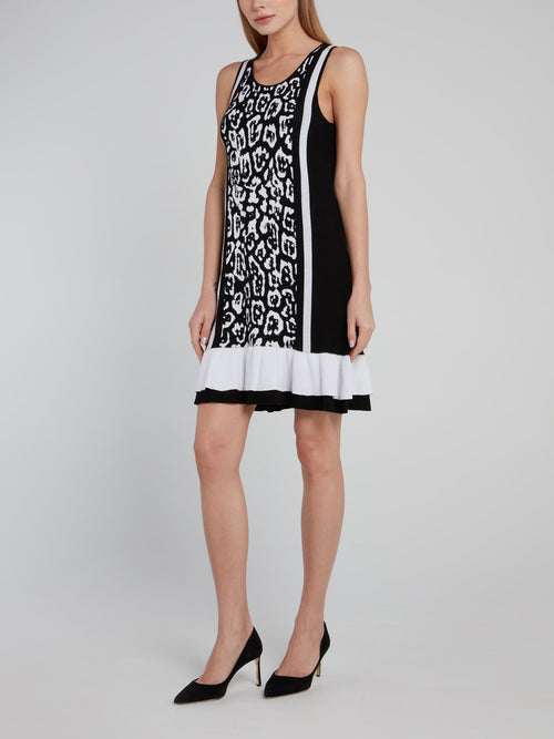 Black and White Leopard Print Mini Dress