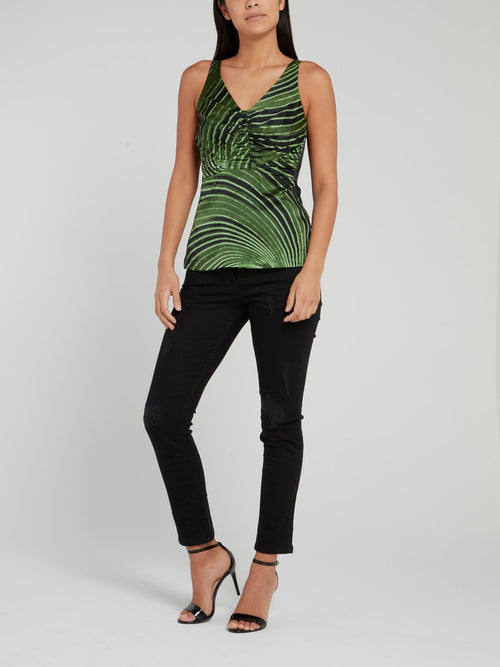 Green Ruched Tank Top