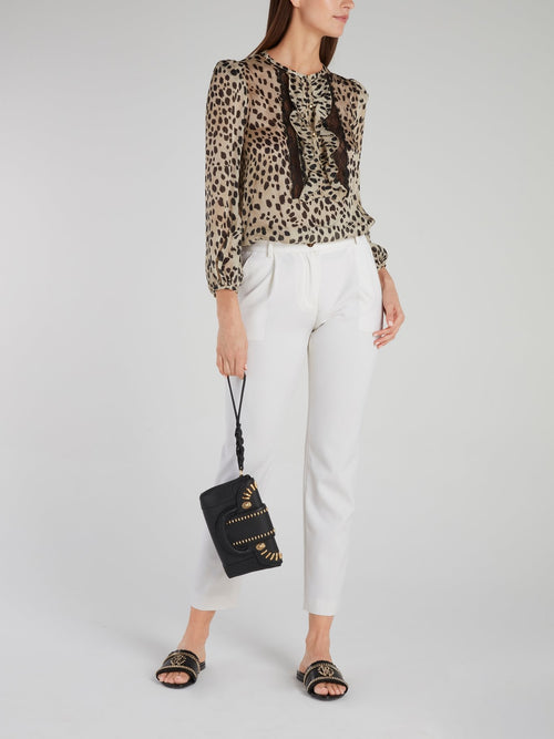 Блузка с рюшами и леопардовым принтом