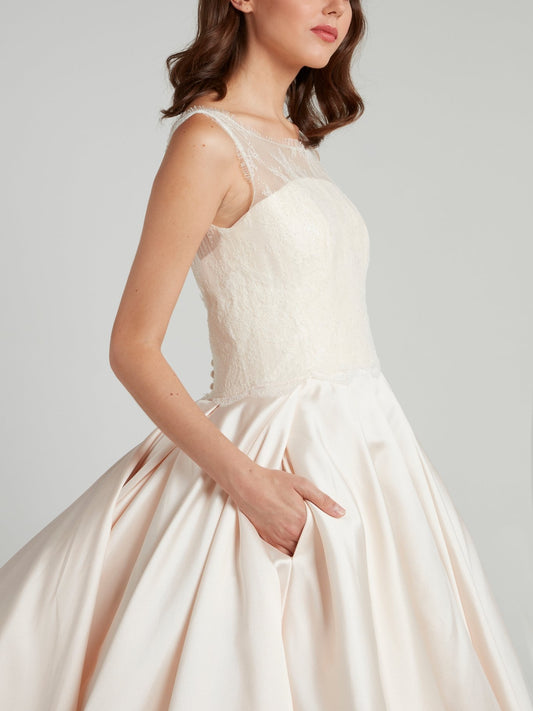 Bateau Empire Ball Gown Bridal Dress