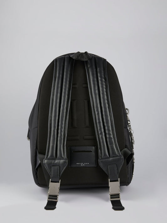 Черный кожаный рюкзак с логотипом PP1978