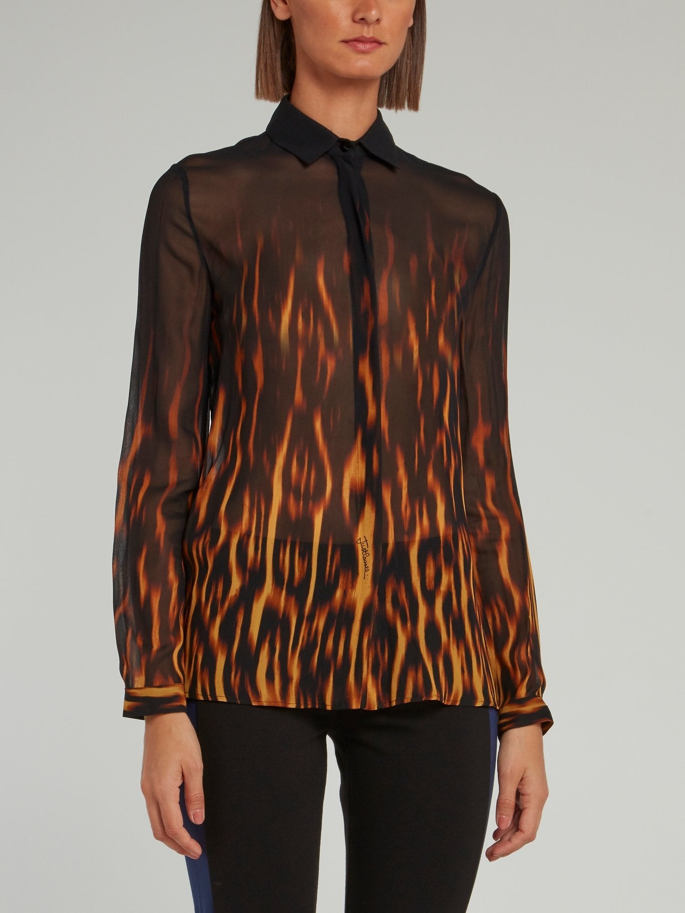 Прозрачная блузка с леопардовым принтом