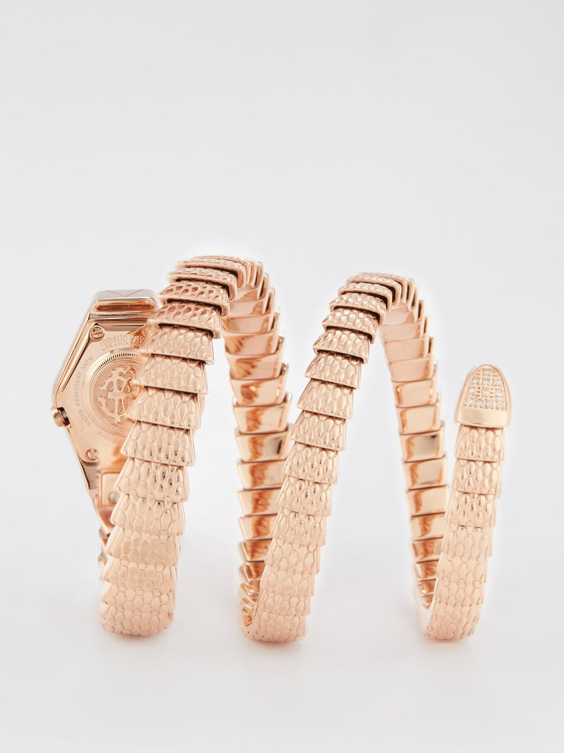 Roberto Cavalli by Franck Muller Rose Gold Snake Spiral Bracelet Watch