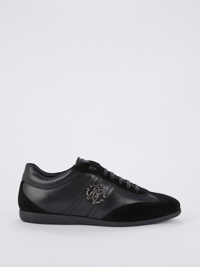 Black Suede Panel Leather Sneakers