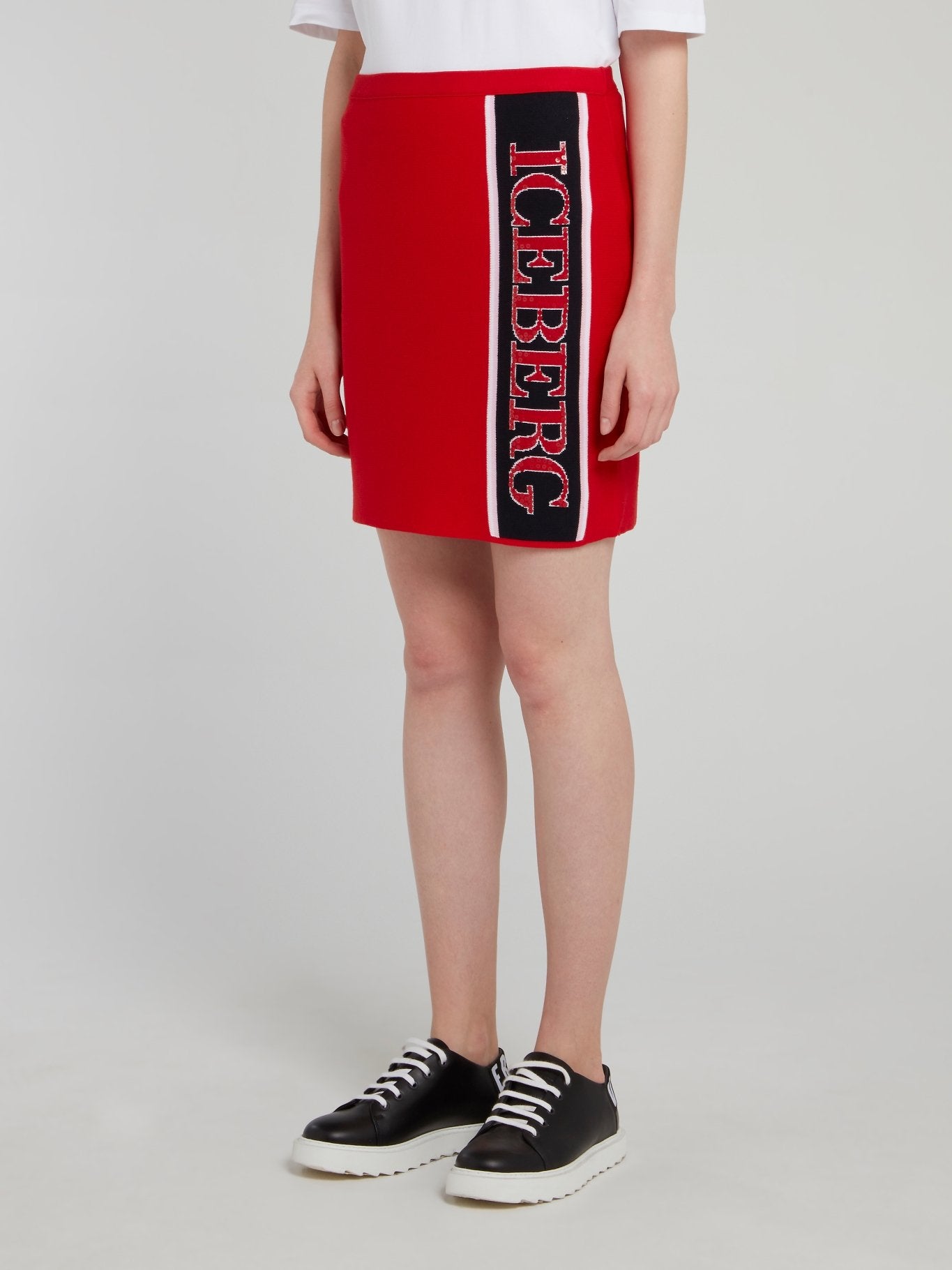 Красная юбка-мини с логотипом