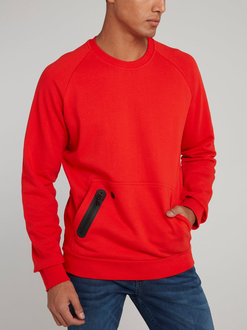 Red Rear Logo Print Sweatshirt