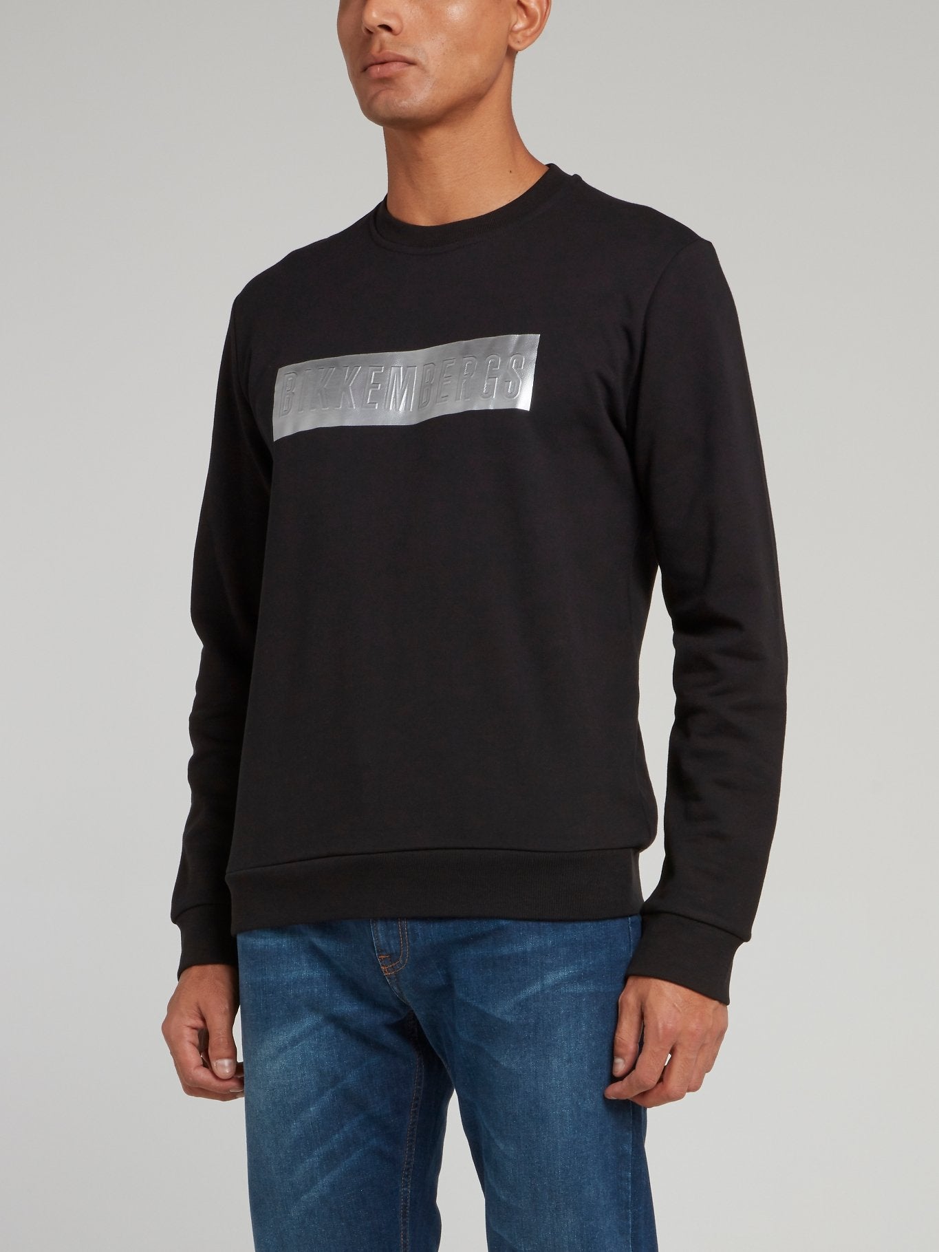 Black with Silver Logo Patch Sweatshirt