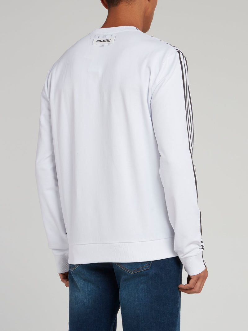 White Distorted Stripe Sweatshirt