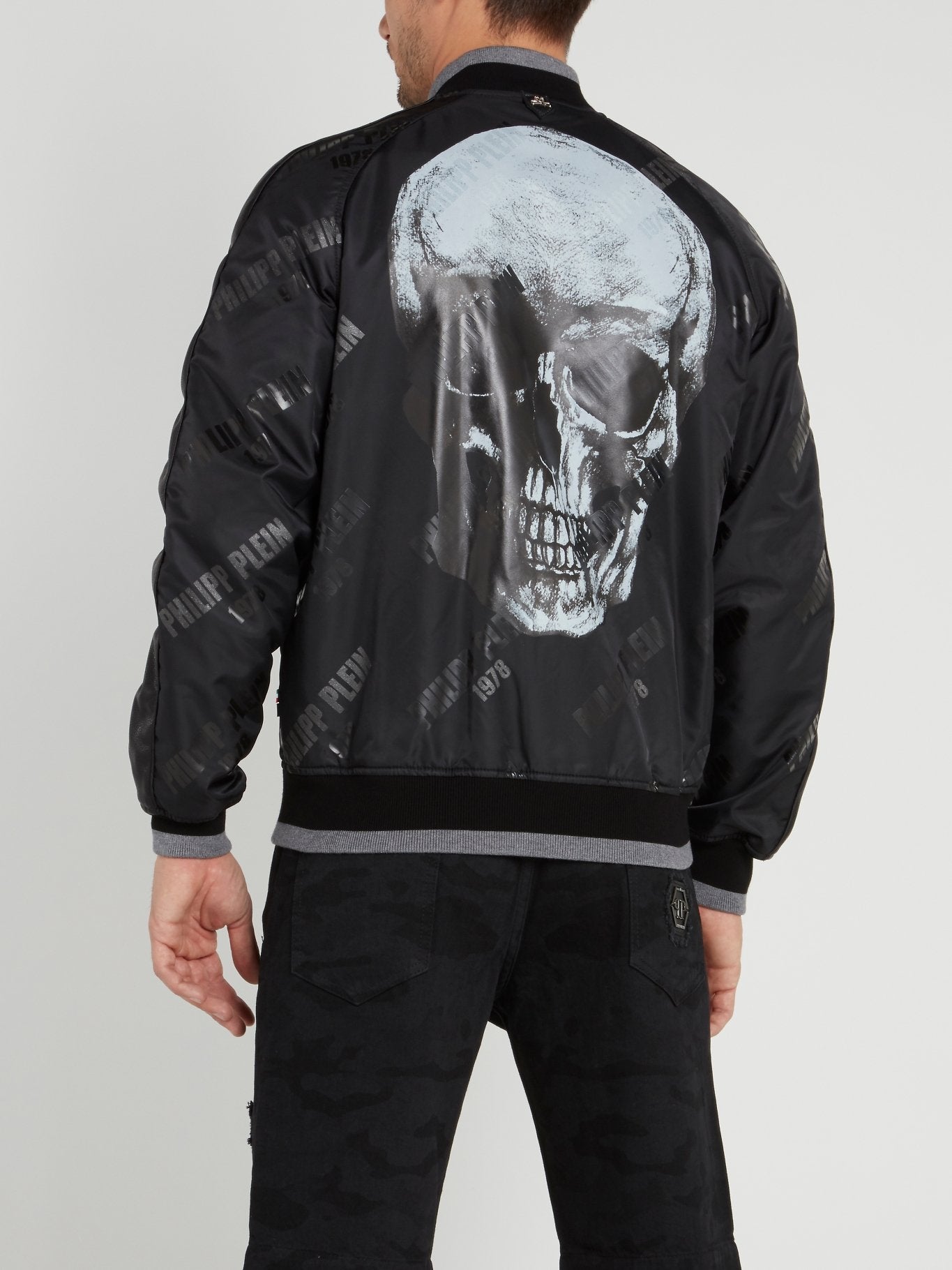 PP78 Black Monogram Print Skull Jacket – Maison-B-More Global Store