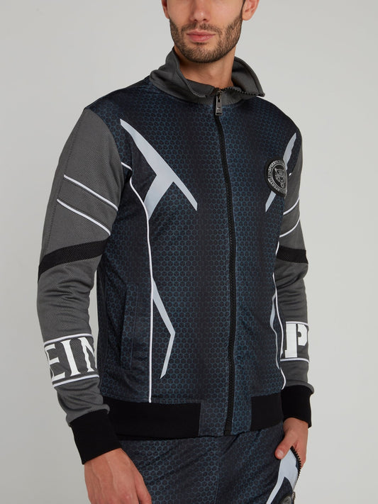 Темно-синяя спортивная куртка с геометрическим принтом Ramires