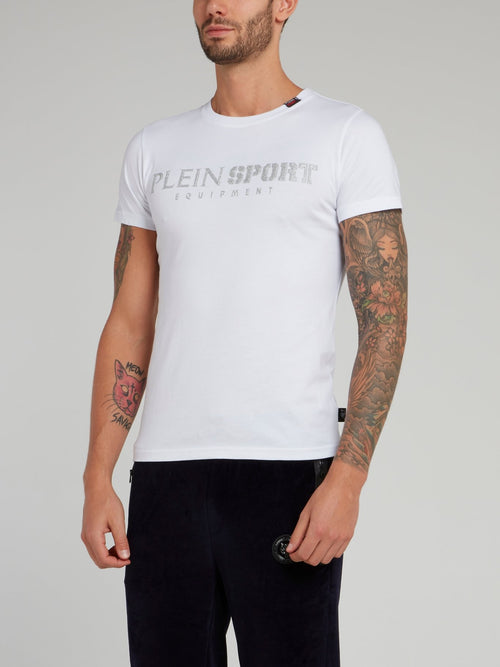 White Logo Scratch Print T-Shirt