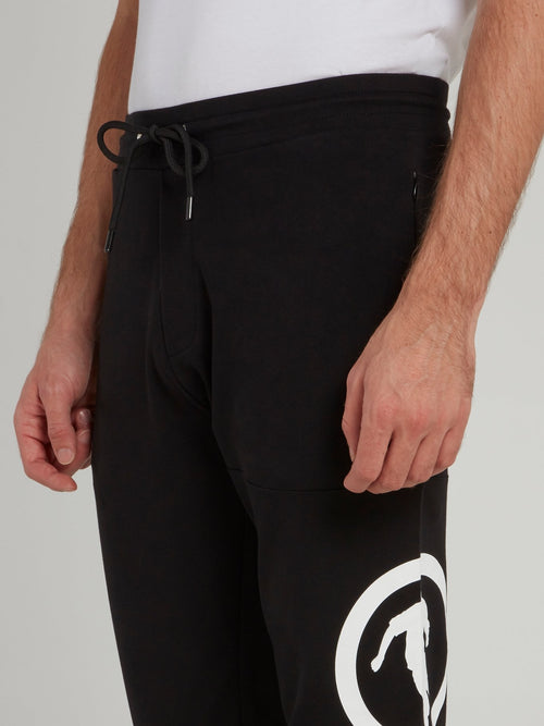 Черные брюки из флиса с логотипом Sport