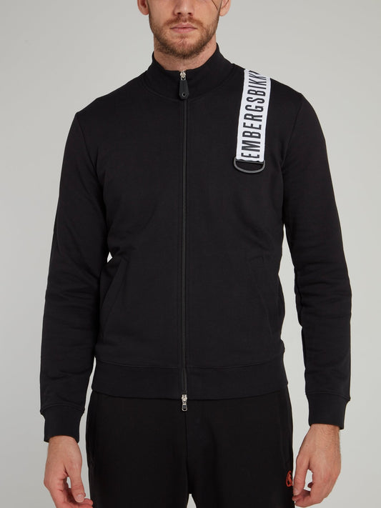 Black Logo Strap High Neck Jacket