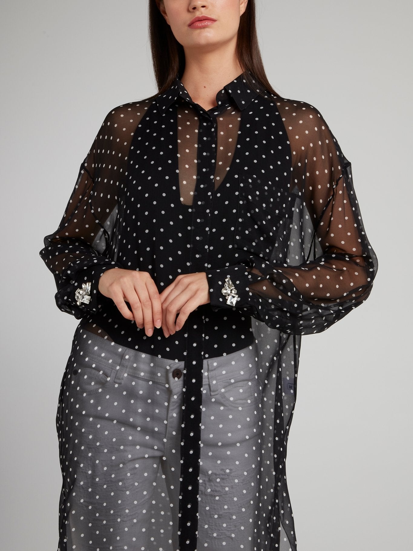 sheer polka dot black dress Black 1970s Tie Sheer Polka Dot Maxi Cover-Up Dress