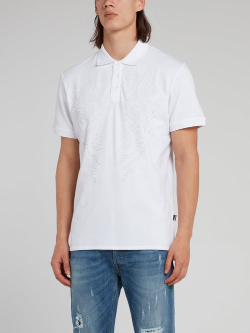 White Multi-Stud Polo Shirt