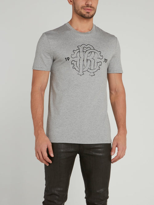 Grey Logo Knitted T-Shirt