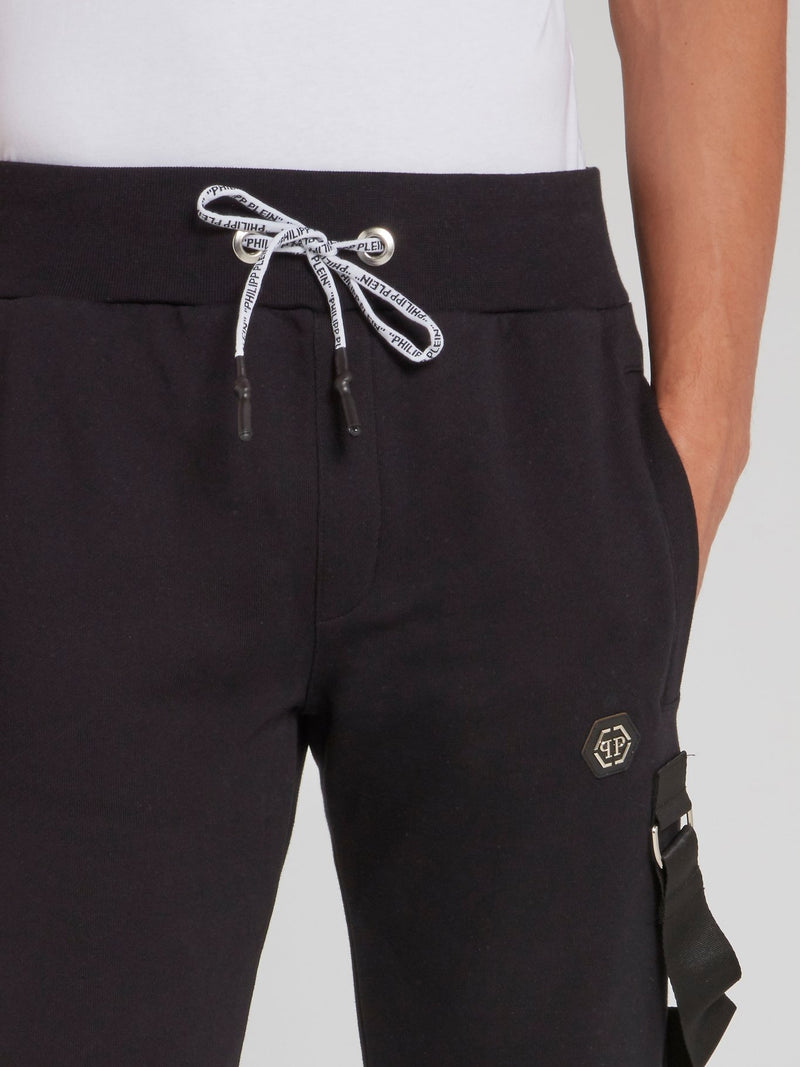 Black Strap Detail Jogging Trousers