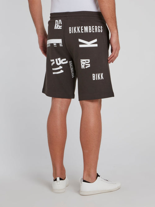 Темно-серые спортивные шорты с надписью