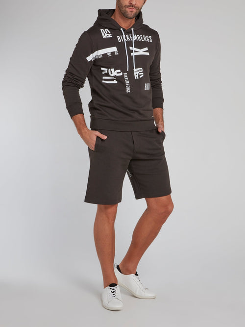 Темно-серые спортивные шорты с надписью