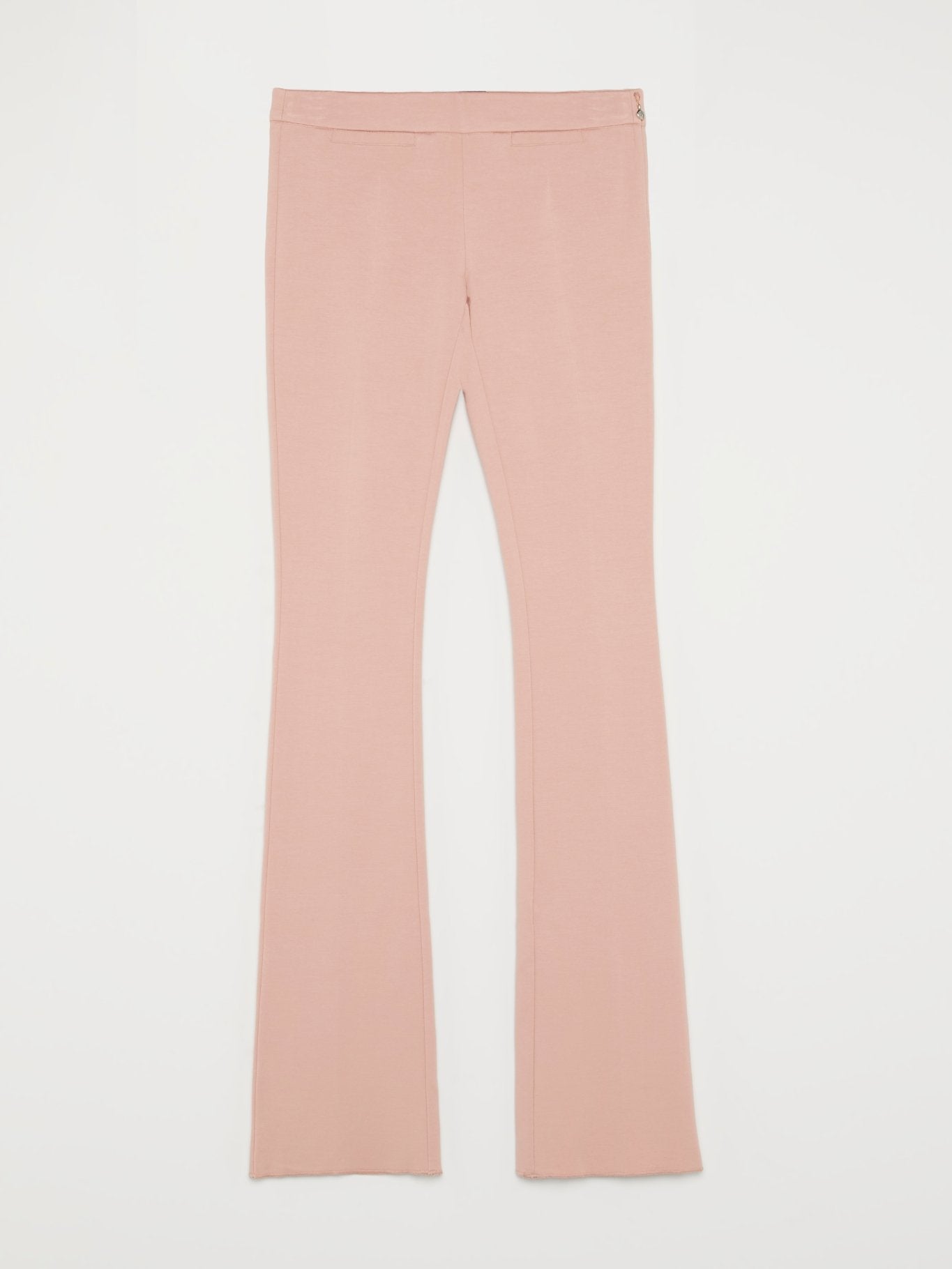 Розовые расклешенные брюки на резинке