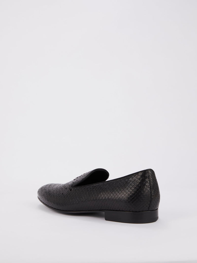 Black Snake Effect Monogram Loafers