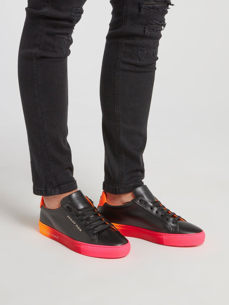 Кожаные кроссовки с цветными вставками
