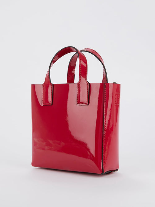 Красная сумка на плечо из лакированной кожи с логотипом