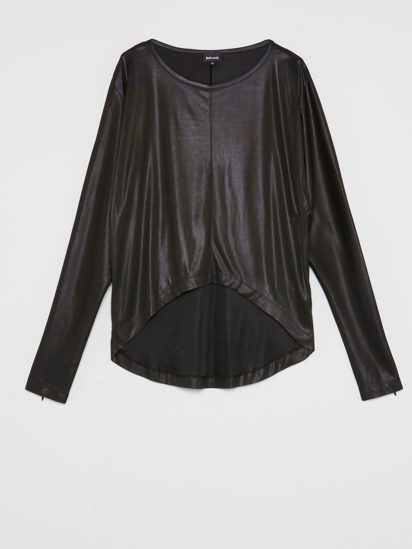 Черная ассиметричная блузка из кожи