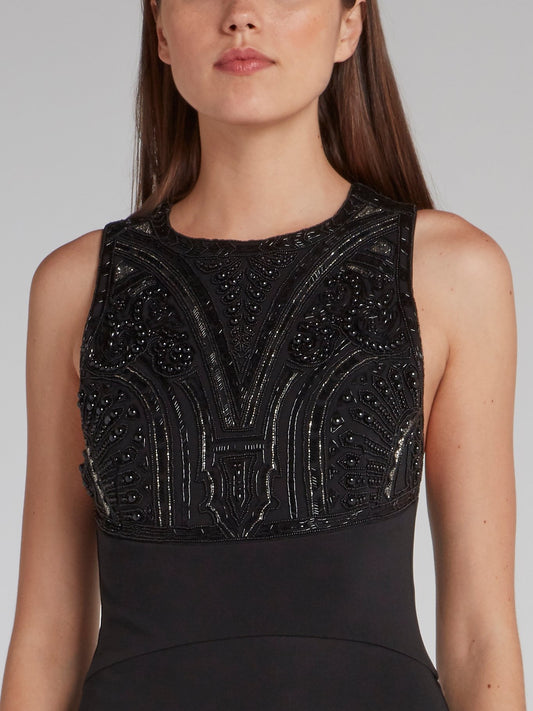 Black Embellished Bodice Mini Dress