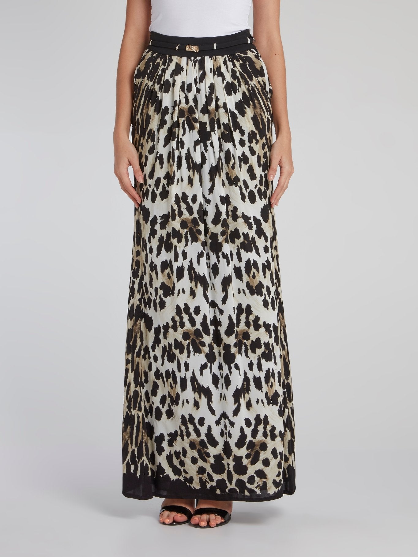 Присборенная юбка-макси с леопардовым принтом