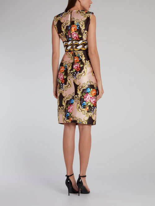 Платье-мини с цветочным принтом в стиле барокко