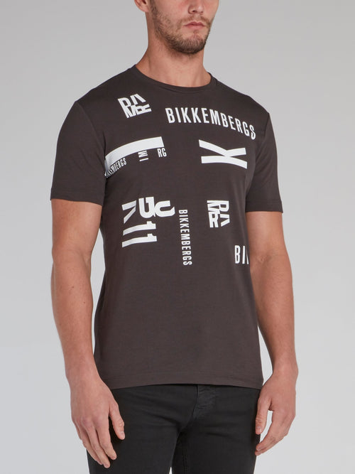 Brown Monogram Print T-Shirt