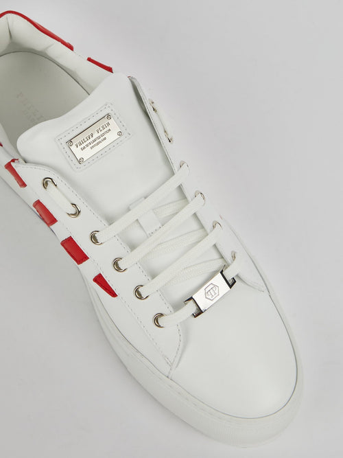 White Lace Up Logo Sneakers