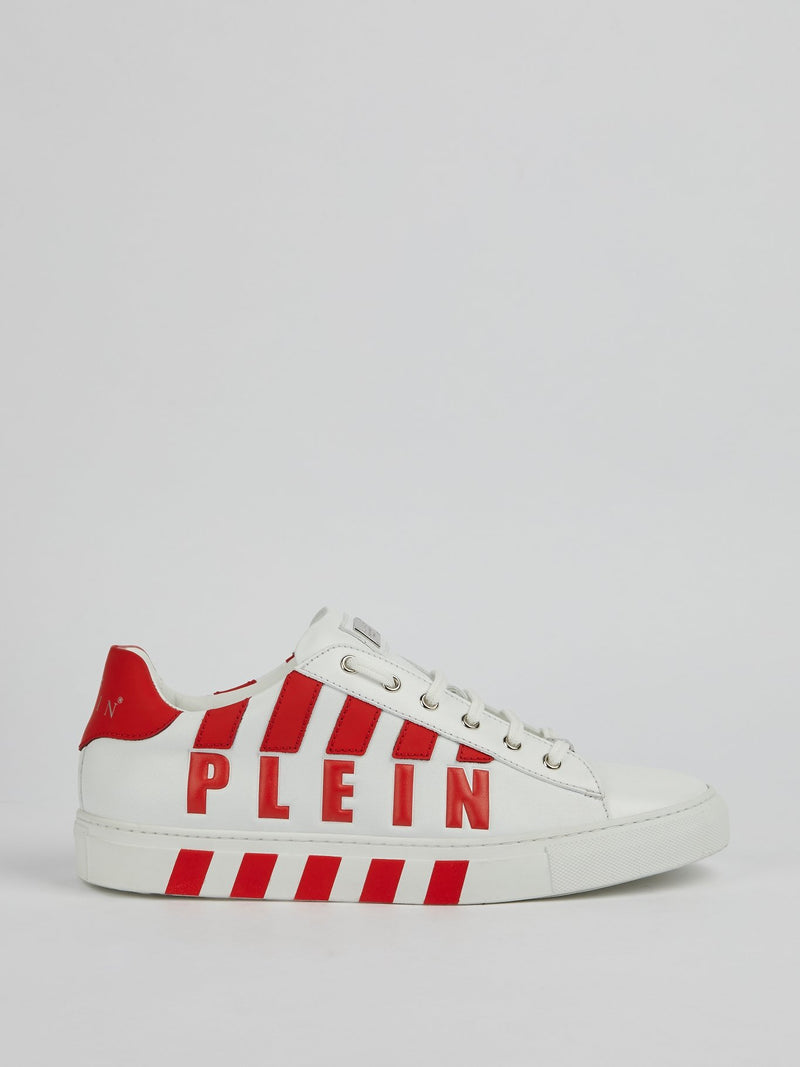White Lace Up Logo Sneakers