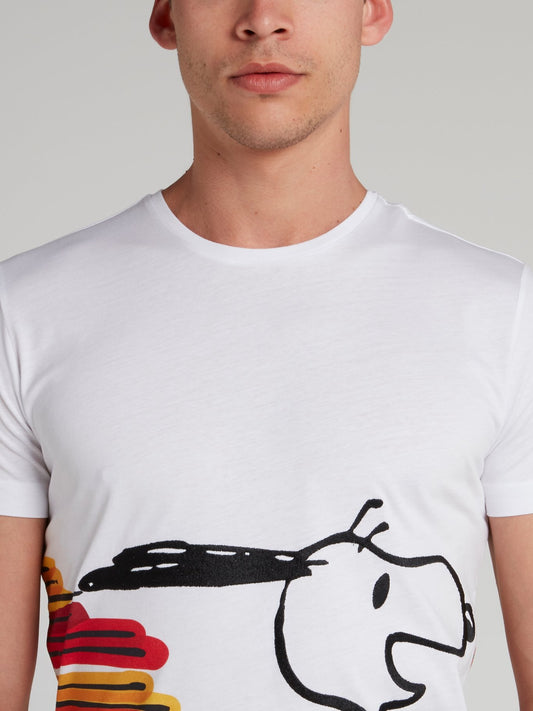 Snoopy White Stripe Panel T-Shirt