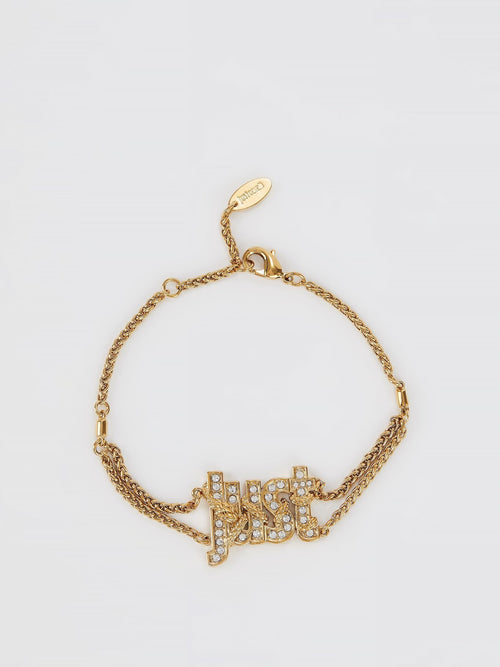 Gold Crystal Studded Monogram Bracelet