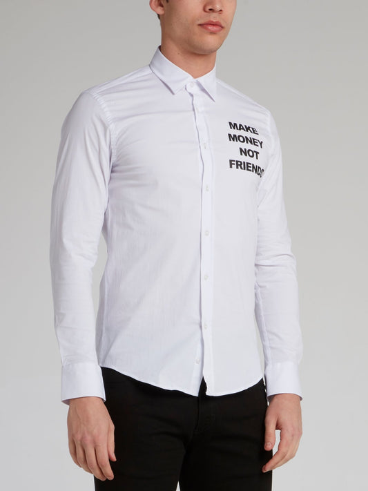White Embroidered Monogram Long Sleeve Shirt – Maison-B-More Global Store