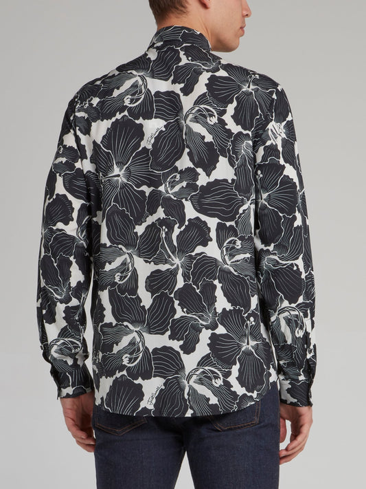 Hibiscus Print Long Sleeve Shirt