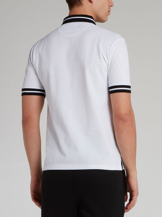 White Stripe Trim Polo Shirt