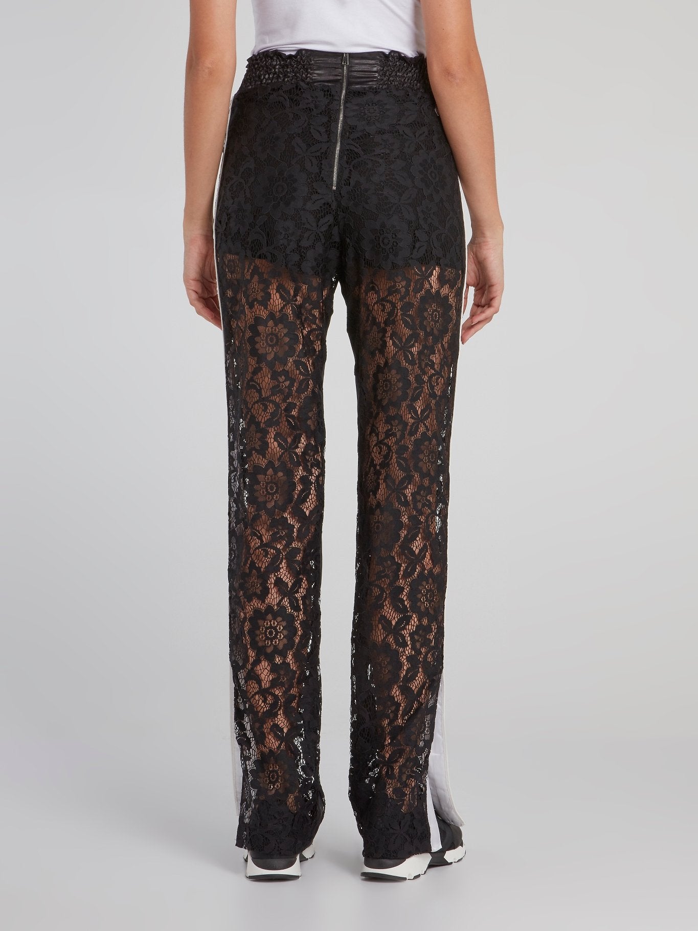 Black Smocked Waist Lace Pants