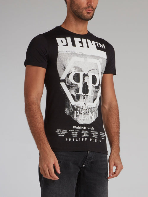 T-shirts Philipp Plein - Leather monogram cotton T-shirt