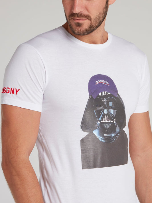 Darth Vader White Cotton T-Shirt