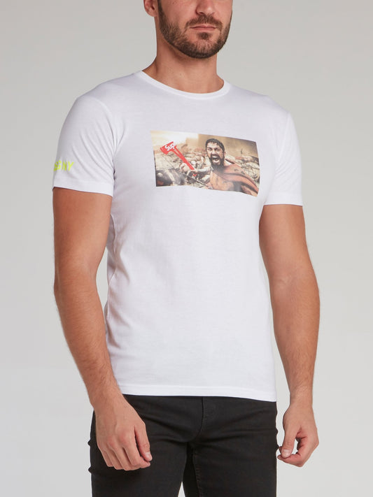 300 White Graphic Print T-Shirt