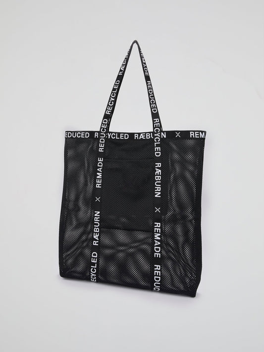 Black Logo Trim Tote Bag