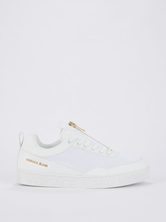 White Zip Up Mesh Sneakers