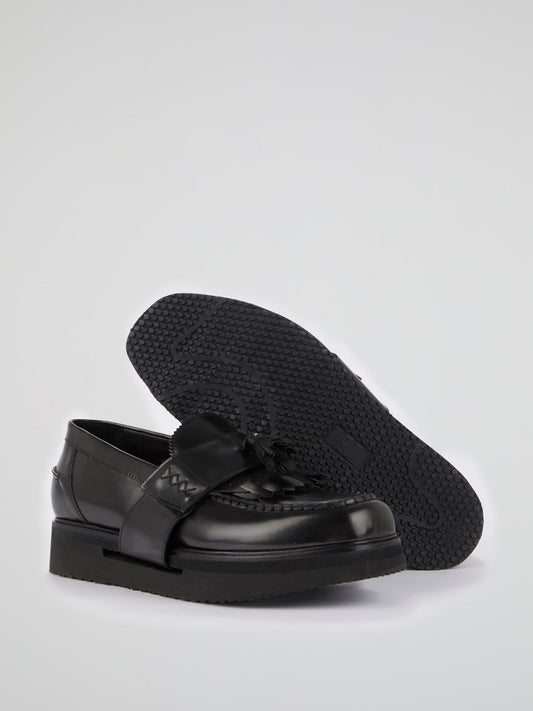 Black Platform Tassel Loafers