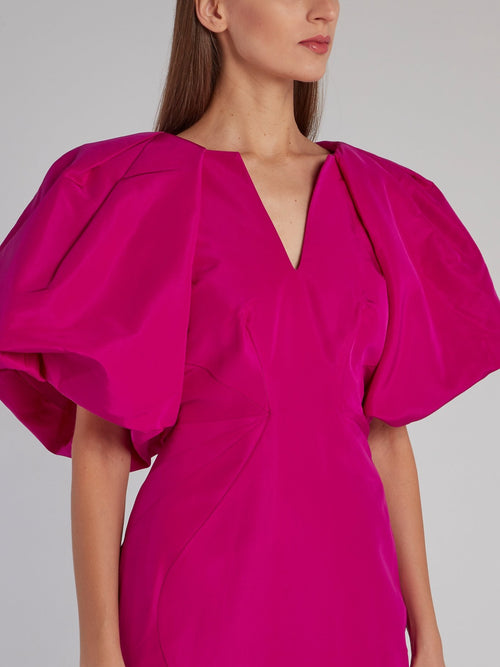 Fuchsia Structured Silk Faille Dress