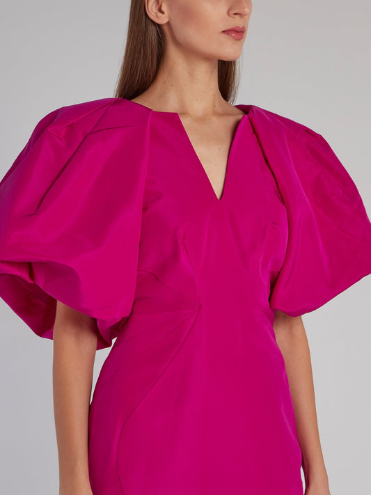 Fuchsia Structured Silk Faille Dress